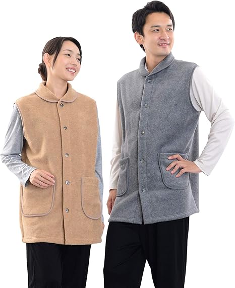 Amazon パジャマ工房 ロングベスト 前開き 衿付き メルトンフリース 932 Sチャコールグレー パジャマ ルームウェアセット 通販