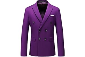 UNINUKOO Mens Suit Jacket Double Breasted Blazer Men Slim Fit Casual Prom Wedding Daily Tux Suit Coats Blazer