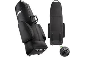 APTY Padded Golf Club Travel Bag with Wheels, Golf Luggage Case Cover for Airlines - 1680D Wear-Resistant Oxford, Waterproof Coating Layer, Universal Size