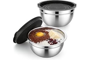 Beasea Mixing Bowls with Lids, 2 Pack 1.5 QT Small Stainless Steel Mixing Bowls with Airtight Lids, Nesting Metal Bowl Set fo