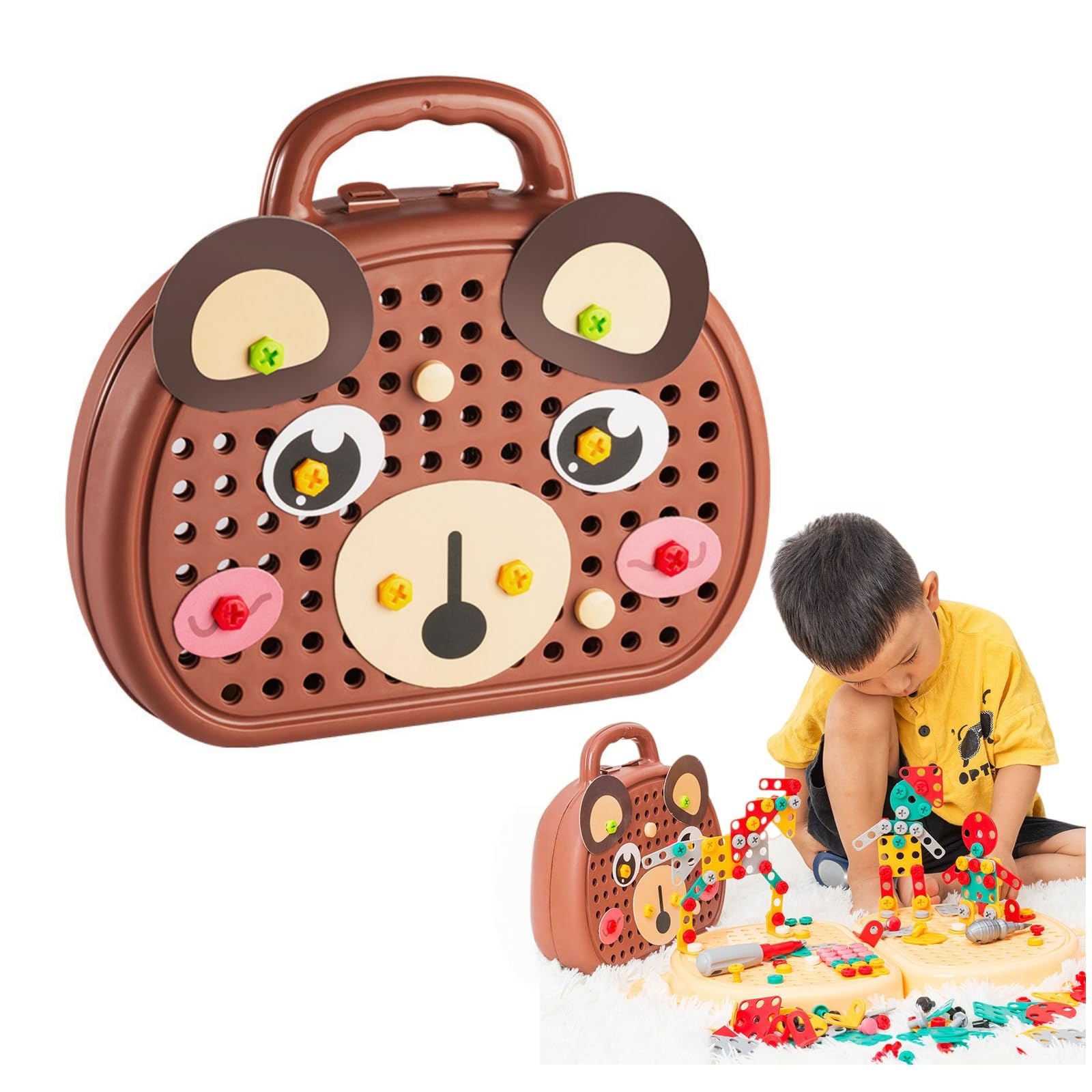 Winnsell Creativity Tool Box, DIY Puzzle Educational,203PCS Creative Engineering Building Blocks Learning Educational and Sensory Tool Electric Drill Toy Creative Building Toys