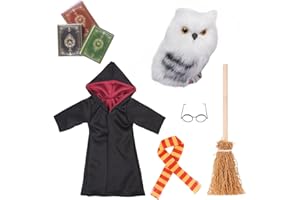NEVGVUP Wizard Christmas Elf Accessories for Elf Doll Clothes Christmas Costume Includes Broom, Scarf, Mini Glasses, Mini Book and Owl