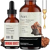 Auri Nutrition Super Chaga Elixir - Mushroom Superfood Liquid Supplement with Full Spectrum Immune Support from Oxidative Stress and Energy Lift - Chaga Tincture 60ml