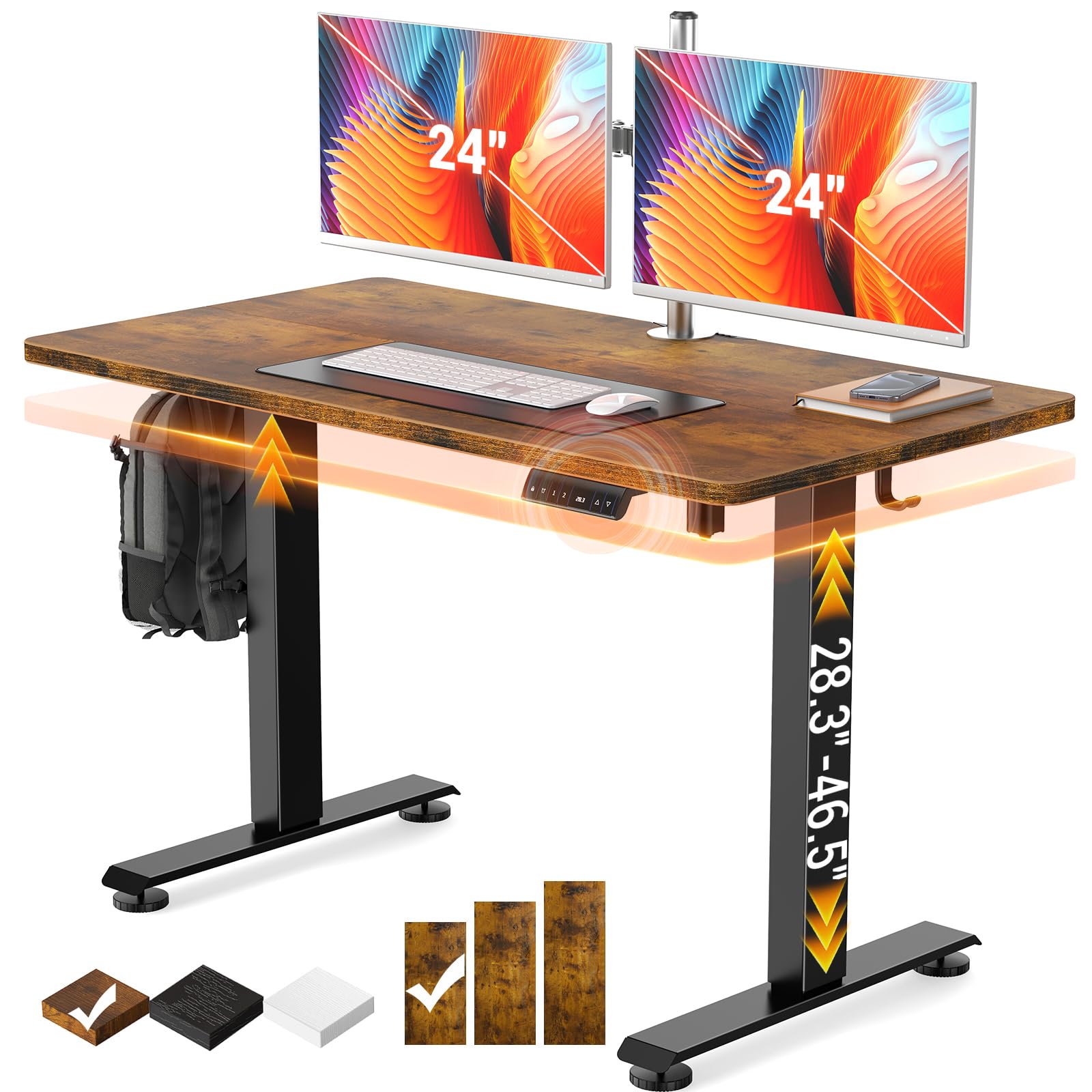 Veken 47.2" Standing Desk, Adjustable Height Office