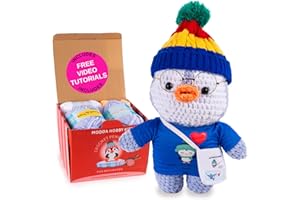 MODDA Crochet Kit for Beginners - Beginner Crochet Starter Kit with Step-by-Step Video Tutorials, Learn to Crochet Kits for Adults and Kids, Amigurumi Crocheting Animals Kits, Crochet Penguin Kit