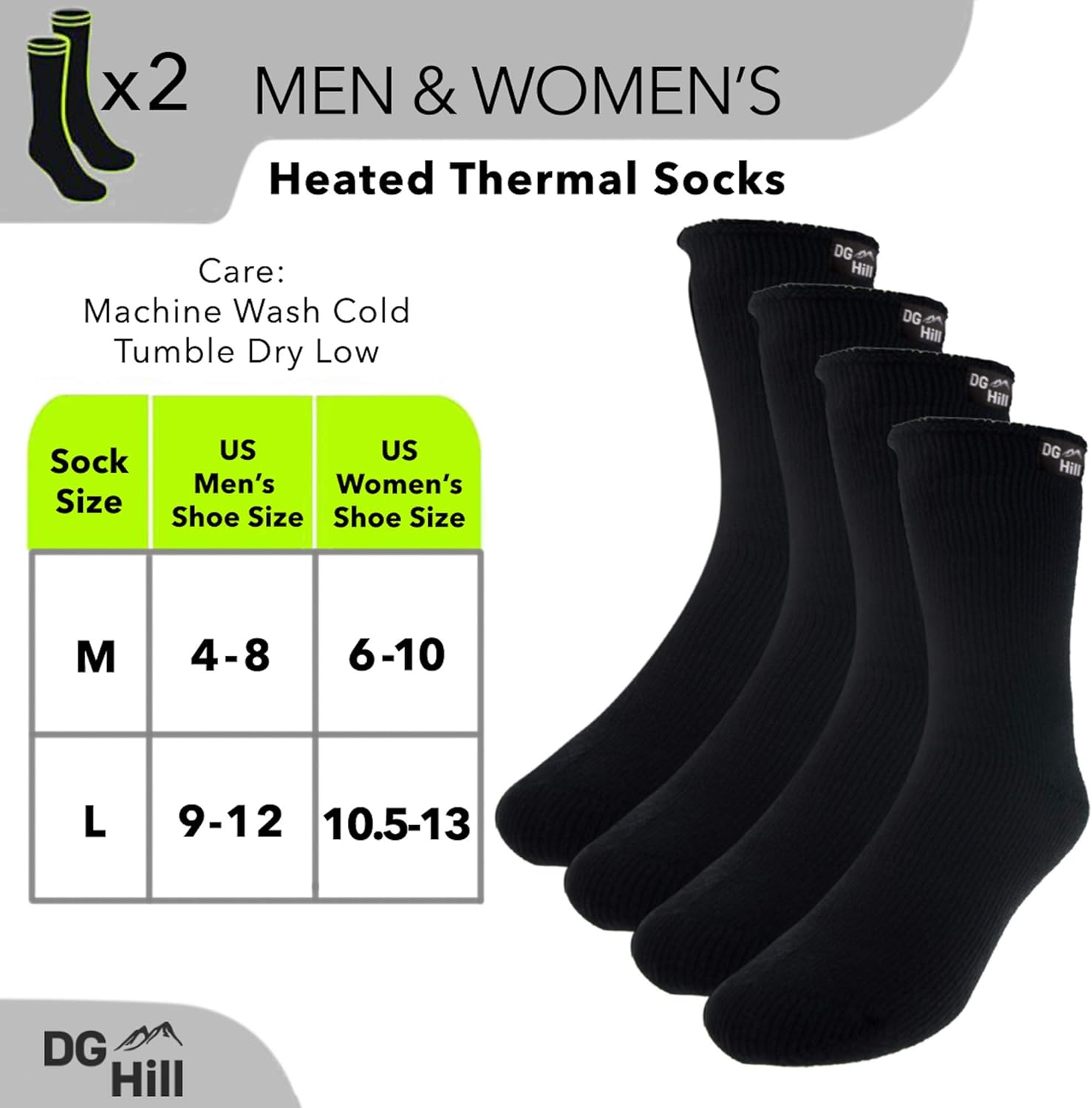 2 Pairs of Mens Thick Heat Trapping Insulated Boot Thermal Socks Pack Warm Winter Crew For Cold Weather at  Men’s Clothing store