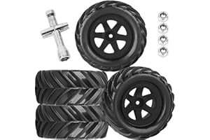 RCYouHott RC Wheels and Tires Set for 1/12 1/14 1/16 E-REVO MJXRC 16208 16209 16210 Off Road Monster TruckTRX E-REVO Summit HPI SAVAGEGT-2XS REDCAT Volcano-16,Rc Tires with Foam Inserts,Black
