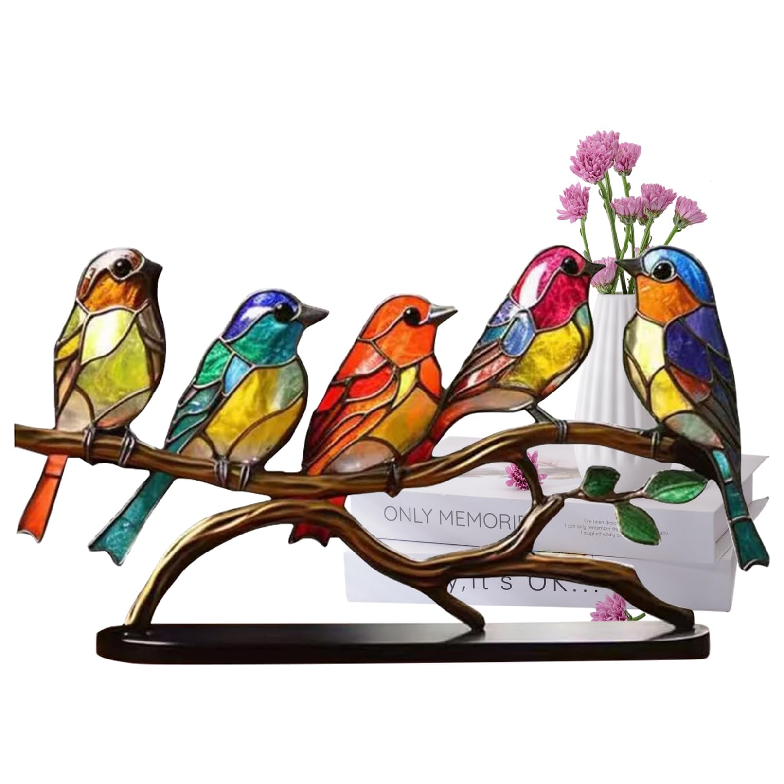Photo 1 of *MINOR DAMAGE - USED*
YCZCJJ Stained Glass Birds on a Branch Desktop Ornaments Bird Decor, Bird Figurines Decorations for The Home Decor, Gifts for Bird Lovers
