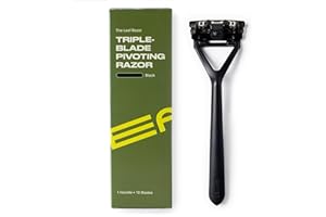 Leaf Shave | Leaf Razor, All-Metal Safety Shaver with Pivoting Head & Adjustable Blade Loading, Includes 10 Stainless Steel Single-Edge Blades, Compatible with Standard Safety Razor Blades - Black