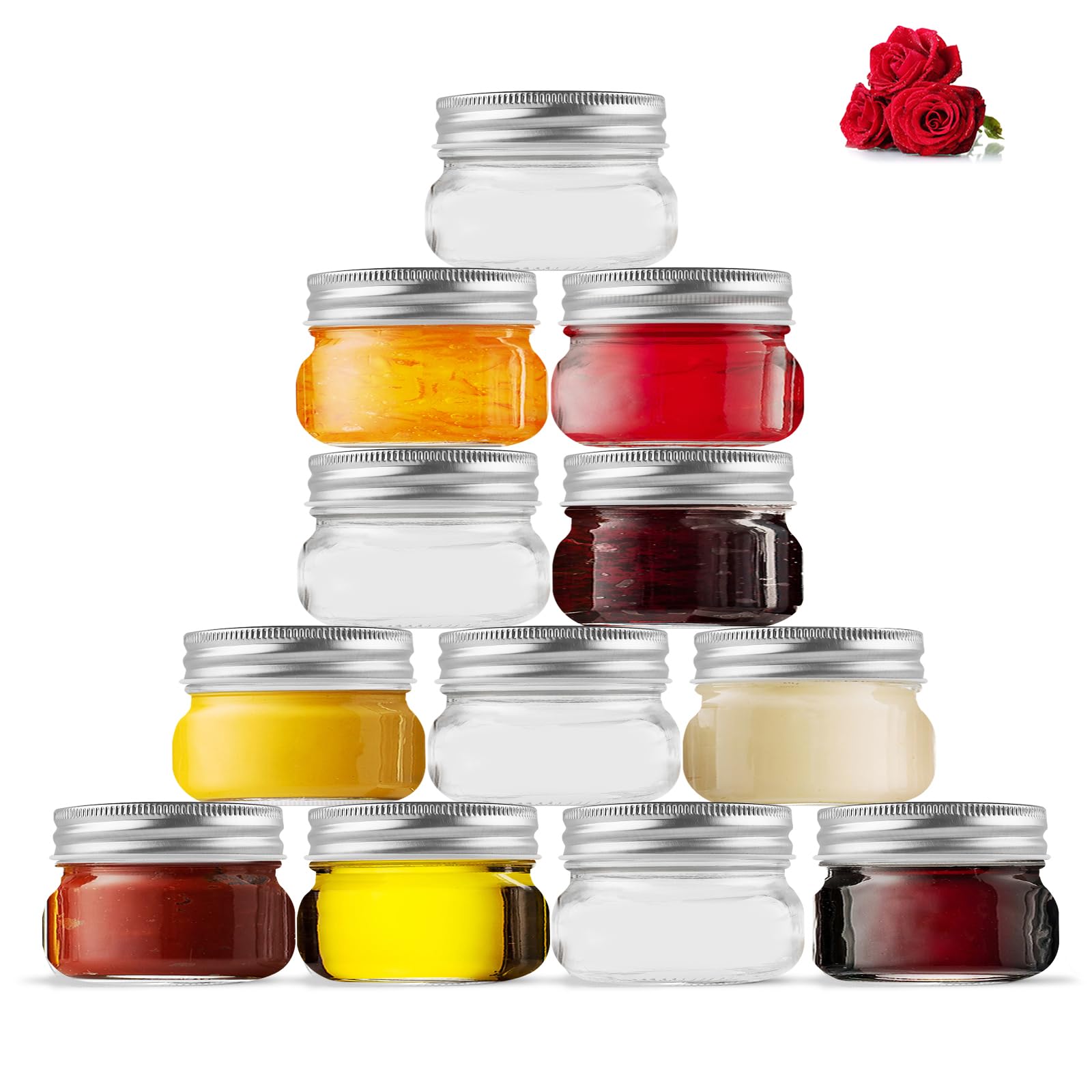 Photo 1 of 12-Pack Mini Mason Jars with Lids - 4oz Small Glass Jars, BPA-Free, Leak-Proof, Wide Mouth, Dishwasher Safe - Ideal for Jam, Honey, Candles, Wedding Favors, Storage & DIY Crafts