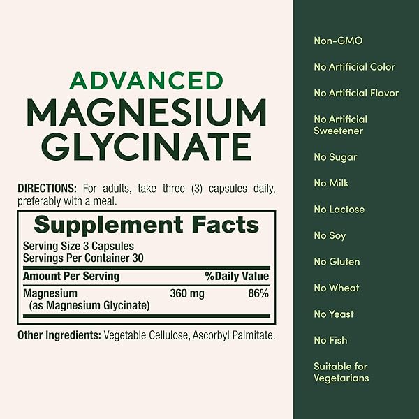 NATURE’S BOUNTY CALM MAGNESIUM GLYCINATE SUPPLEMENT – HIGH ABSORPTION MAGNESIUM FOR RELAXED MOOD, HEART & BONE HEALTH, 90 CAPSULES