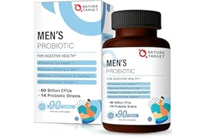 NATURE TARGET Probiotics for Men with Men Care Supplement, Prebiotics & Probiotic for Men's Digestive and Immune Health,60 Billion CFUs & 14 Strains Shelf Stable, Gluten & Soy Free (90 Tablets)