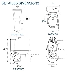 HOMLYLINK 19 Inch Compact Tall Toilet for