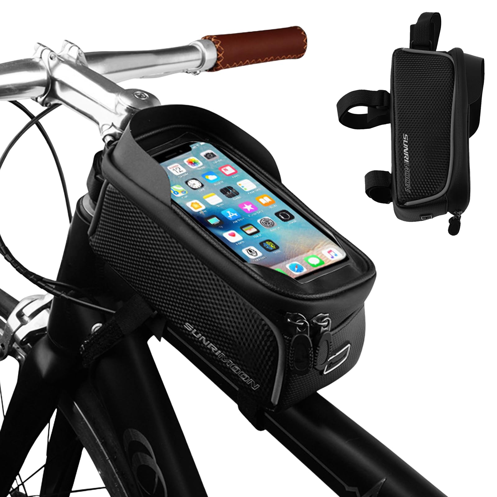 SAVOSWEET Bike Frame Bag for Phone, Waterproof Bike Phone Holder, Bike Frame Bag for Bike Phone Holder, Bike Accessory, TPU Smartphone Holder for Smartphone Under 6.2 Inches