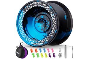 SHUNGRU V8s Responsive Yoyo for Kids 8-12, Professional Metal Yo-yo for Kids & Adults, Dual Mode Yo yo with Unresponsive Bearing for Advanced Players with 12 Strings + Yo Yo Case (Black Blue)