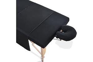 kefit 2 Sets Massage Table Sheets Set, 3 Piece Includes Flat Sheet, Fitted Sheet and Face Rest Cover, Massage Bed Sheets Set Black