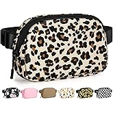 Pritent Fanny Packs for Women Cross Body Bag Waterproof Belt Bag with Adjustable Strap and Zipper Back Pocket Small Crossbody Bags Fashion Waist Packs for Workout Travelling(Leopard)