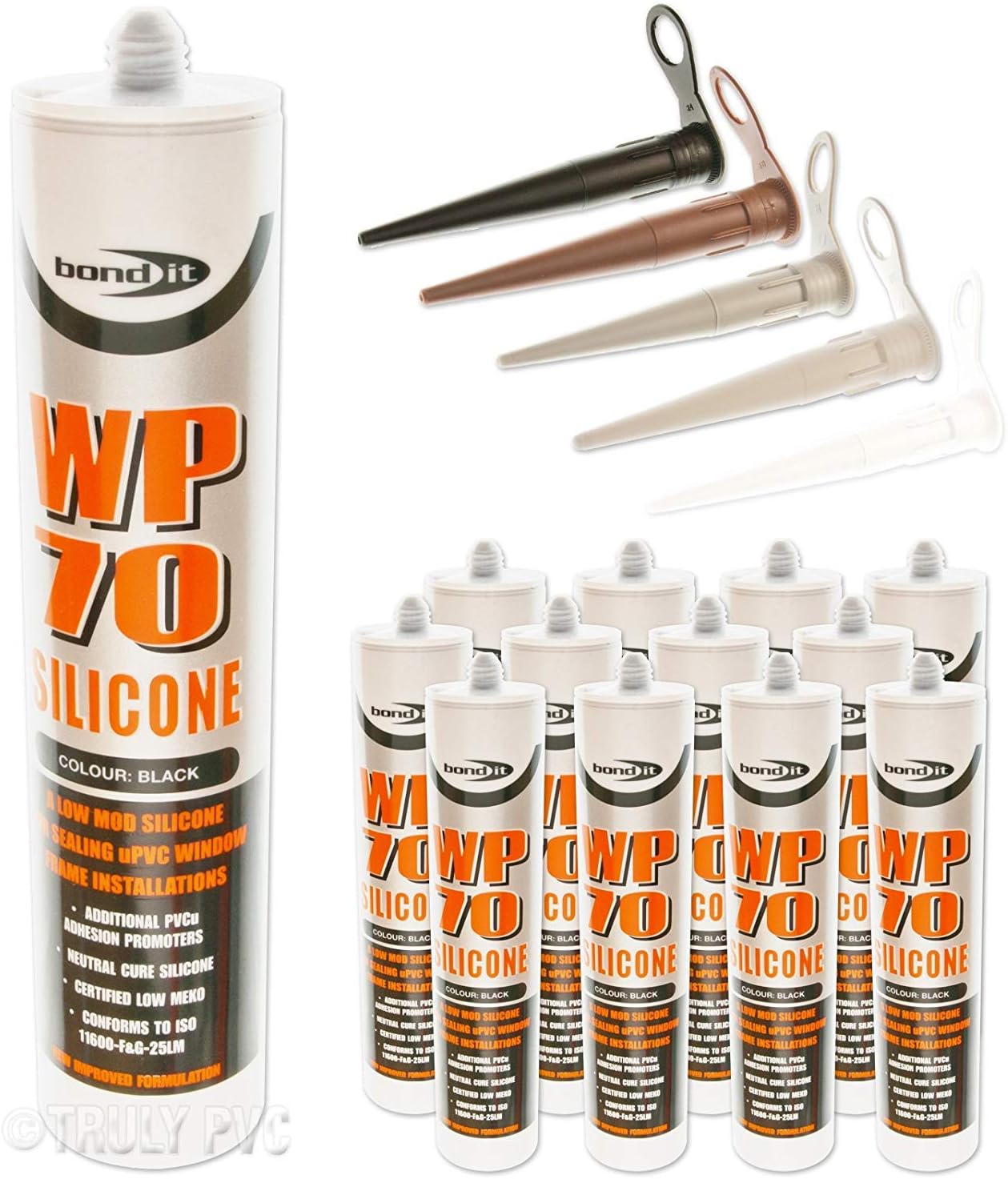 12 X Black WP70 Silicone Sealant Low Modulus Builders External Windows