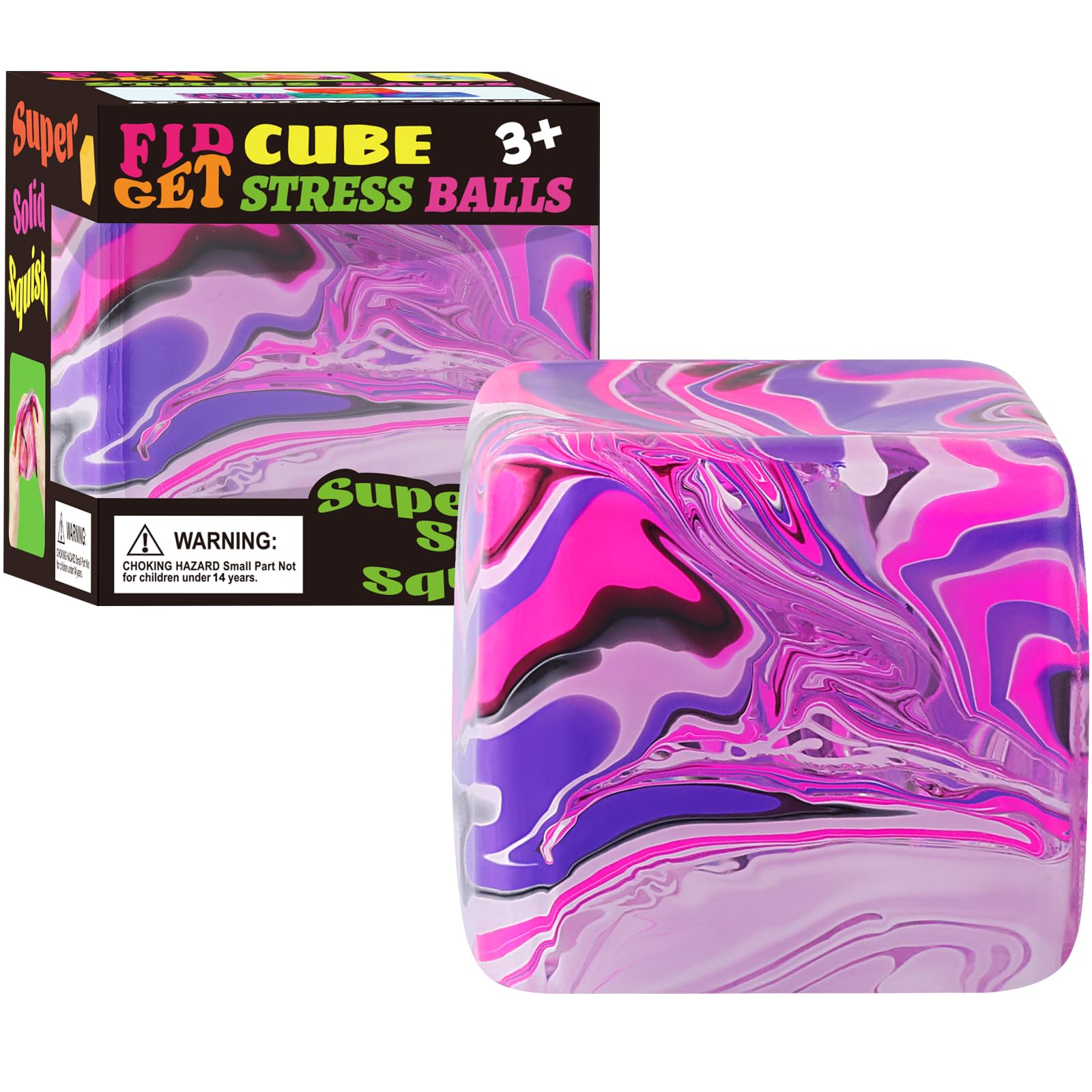 Photo 1 of Fidget Toys Squishy Stress Cube, Stress Balls for Kids Adults Squishies Stress Relief, Ice Squishy Cube Sugar Balls, Sensory Toys for Kids with Autism, Fidgets for Classroom Prize Toys (Pink)