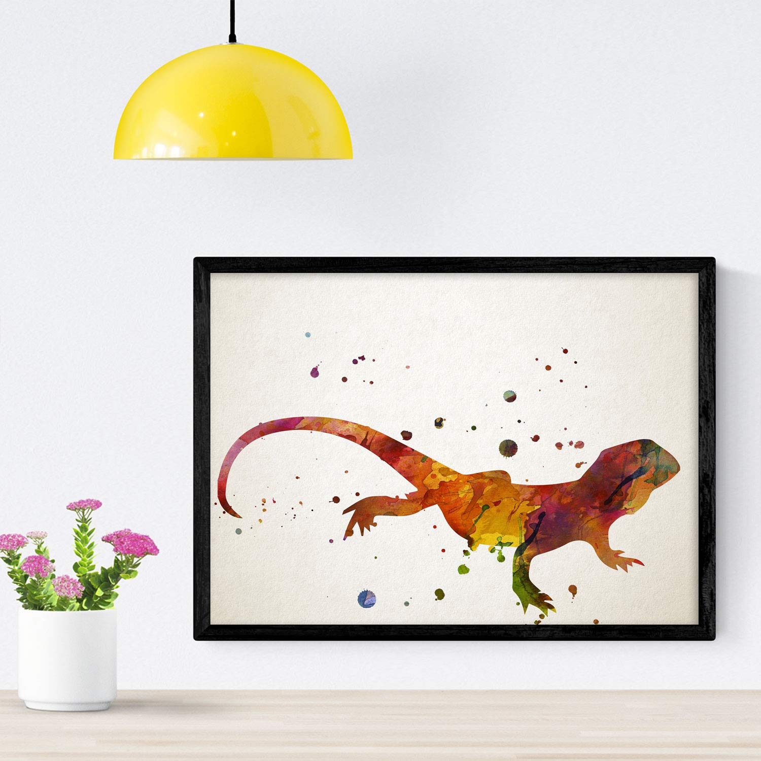 Nacnic Lizard Poster Watercolor style. Animals sheets watercolor style interior decoration. A4 size