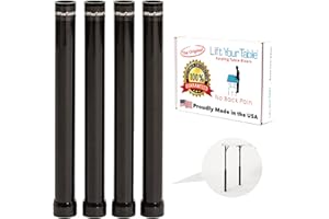 Lift Your Table® Folding Table Risers, Easy-to-Use Straight Leg Folding Table Extensions, Counter Height, Raises Folding Tables 8” Inches. Durable, Sturdy. Set of 4, Black, Made in The USA
