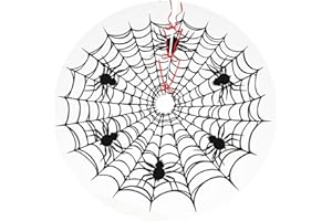 LUMANSITTER White Halloween Spider Web Scary Funny 30 36 48 Inch Christmas Tree Skirt Carpet Mat Funny Party Decor Supplies for Xmas Halloween Decorations Occasion