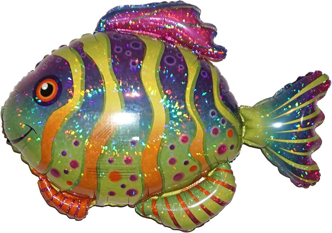 SPACE PET COLORFUL FISH 33 inch STRINGLESS FLYING PET Balloon ANTI-GRAVITY TOY HOVERS and FLOATS in MID-AIR - Includes Height Control Weights