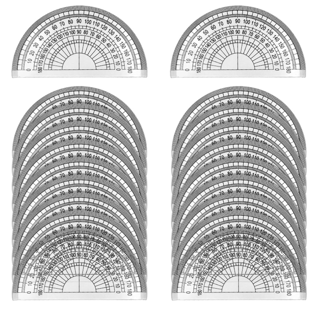 LICQIC 20 Pcs Clear Plastic Protractor 180 Degrees 4 Inches for Angle Measurement, Student Maths, Classroom, School Office
