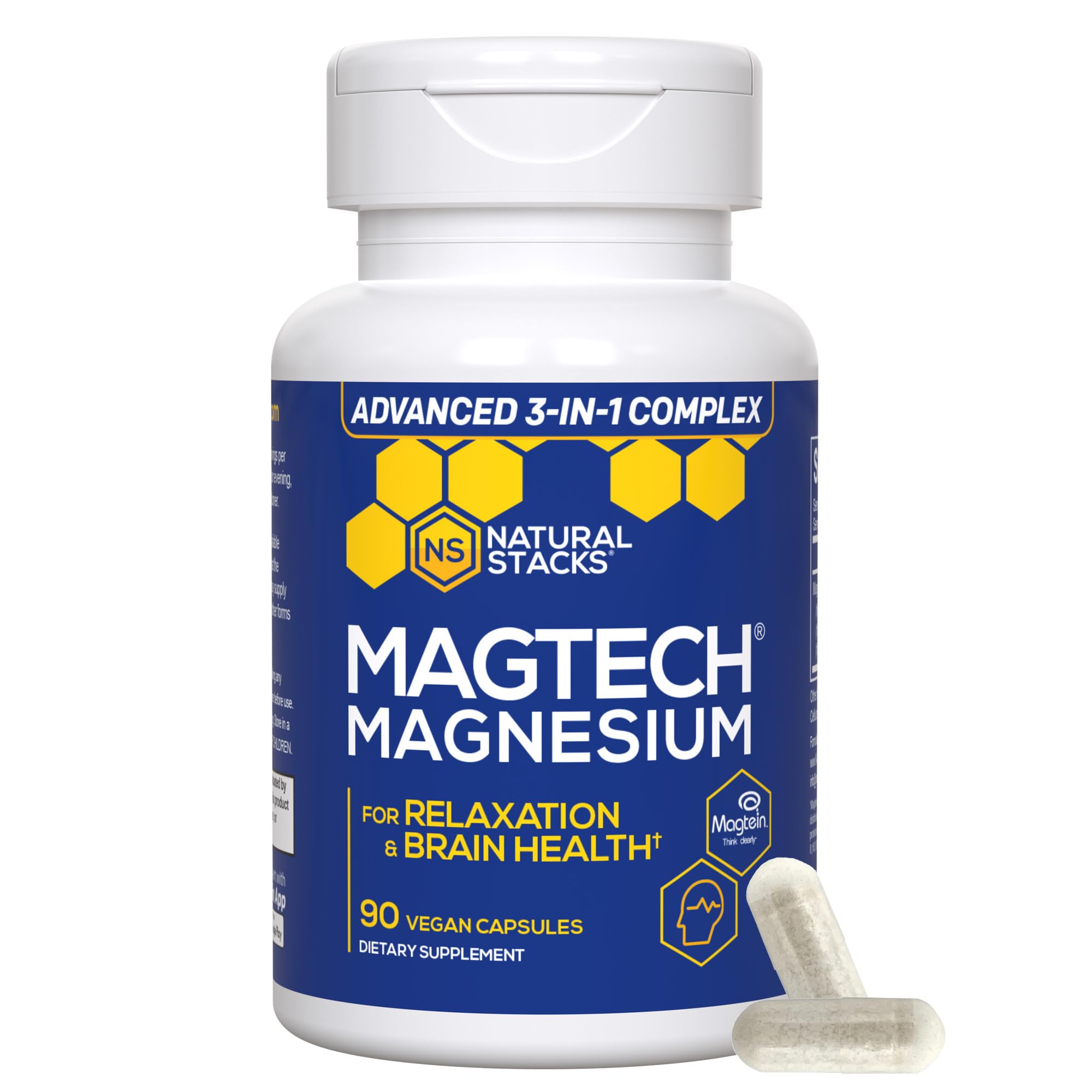 NATURAL STACKS MagTech Magnesium Capsules + Magtech Drink Mix Bundle - Supports Relaxation & Brain Health* - 50 Total Servings