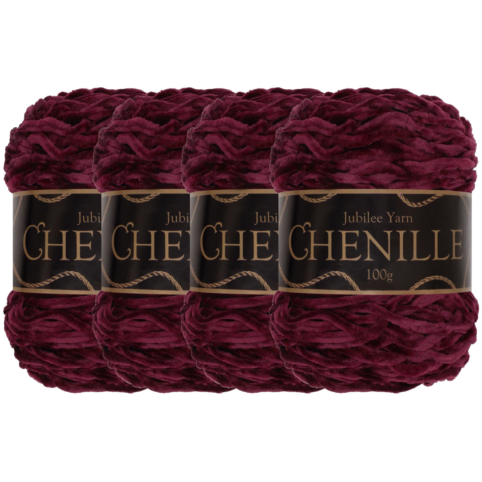 JubileeYarn Chenille Yarn - Worsted Weight - 100g/cake - Scarlet - 4 Cakes