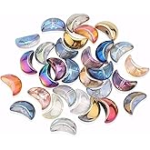 120 Pcs Moon Glass Beads Colorful Moon Shape Crystal Beads for DIY Craft Accessories Bracelet Necklace Earrings Jewelry Hair Clip Decorations