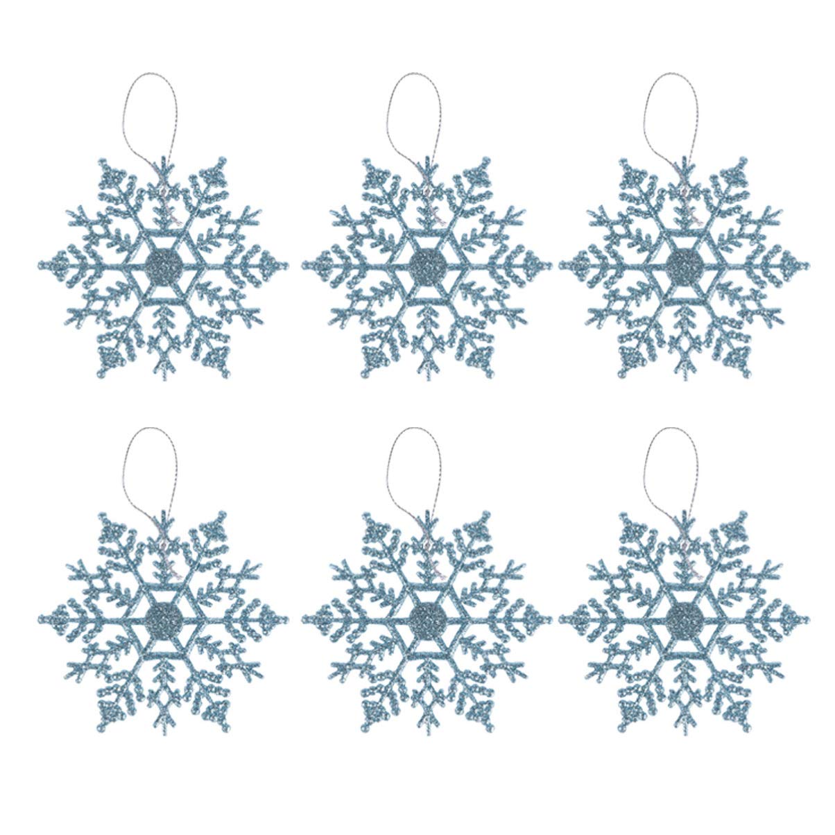 Toddmomy Light Blue Christmas Hanging Snowflake Glitter Tree Hanging Snowflake Pendants Xmas Winter Wonderland Ice Decorations for Holiday Festival 12pcs 10cm
