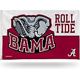 Rico Industries NCAA Alabama Crimson Tide Roll Tide Two-Tone 3' x 5' Banner Flag Single Sided - Indoor or Outdoor - Home Décor