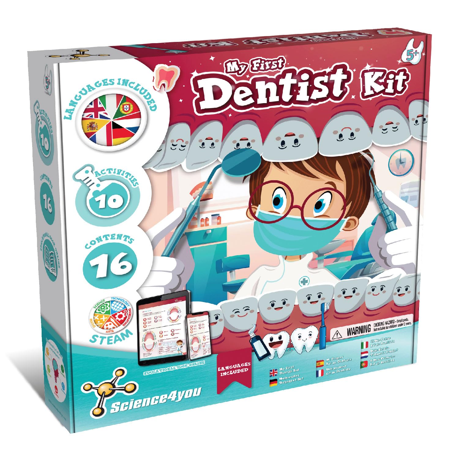 Science4you Dentist Kit for Kid Age 5+ Years - Dentist Toys for Kid + Doctor Kit with 10 Activities, Doctor Set with Experiment Game for Children, STEM Toys and Gifts for Boys & Girls Age 4 5 6+ Years