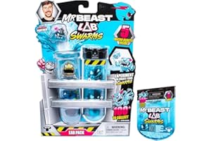 Abesons Mr. Beast Lab Swarm Test Tube 2 Pack, 1 Inch Themed Collectible with Mystery Figure (2 Tub + 1 Mini)