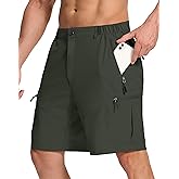 SERAMY Mens Hiking Cargo Shorts with 6 Zipper Pockets 9" Quick-Dry Lightweight Short for Golf Casual Fishing