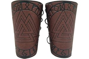 Viking Bracers Medieval Leather Arm Guards Viking Odin Valknut Knight Cuff Archery Bracers Wrap Gauntlet Wristband for LARP