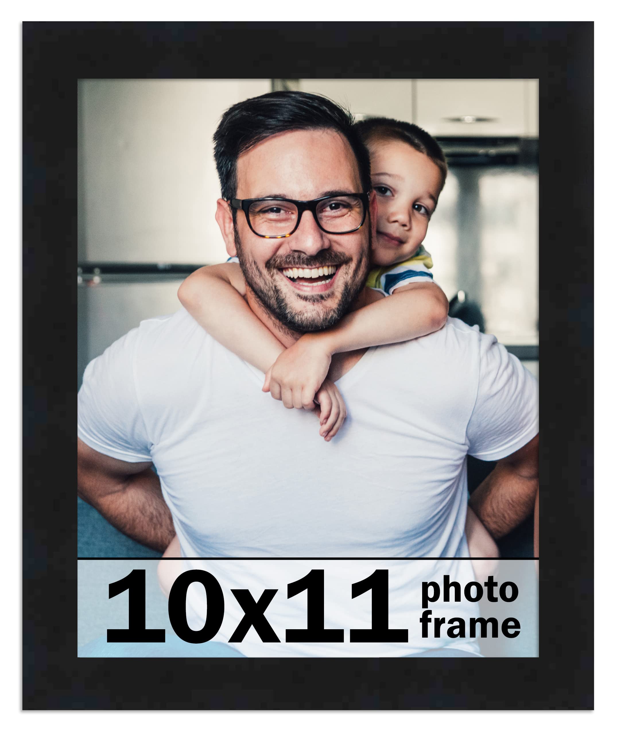 Photo 1 of 10x11 Frame Black Picture Frame - Complete Modern Photo Frame Includes UV Acrylic Shatter Guard Front, Acid Free Foam Backing Board, Hanging Hardware Wood Wall Frames for Family Photos - no Mat