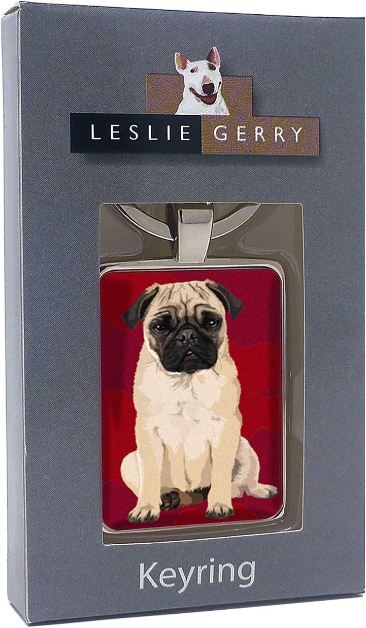 Leslie Gerry Pug Keyring Keychain Gift, Red, 40mm x 30mm - Image 3