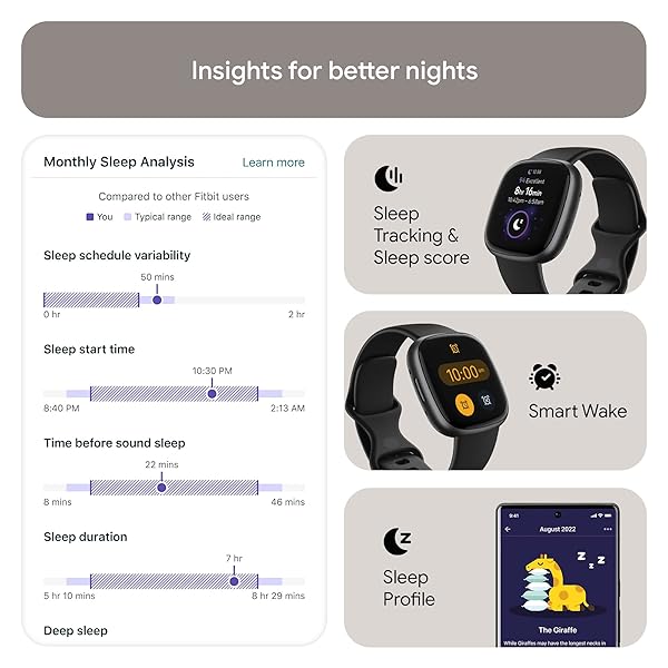 FITBIT VERSA 4 FITNESS SMARTWATCH WITH DAILY READINESS, GPS, 24/7 HEART RATE, 40+ EXERCISE MODES, SLEEP TRACKING AND MORE, BLACK/GRAPHITE, ONE SIZE (S & L BANDS INCLUDED)