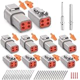 JRready Deutsch DTM 4 Pin Connectors 4 Kits, Waterproof Electrical Wire Connectors with Size 20 Solid Contacts 20-22AWG, ST6330-4DTM Deutsch Automotive Connectors Kit for Car, Truck, Marine