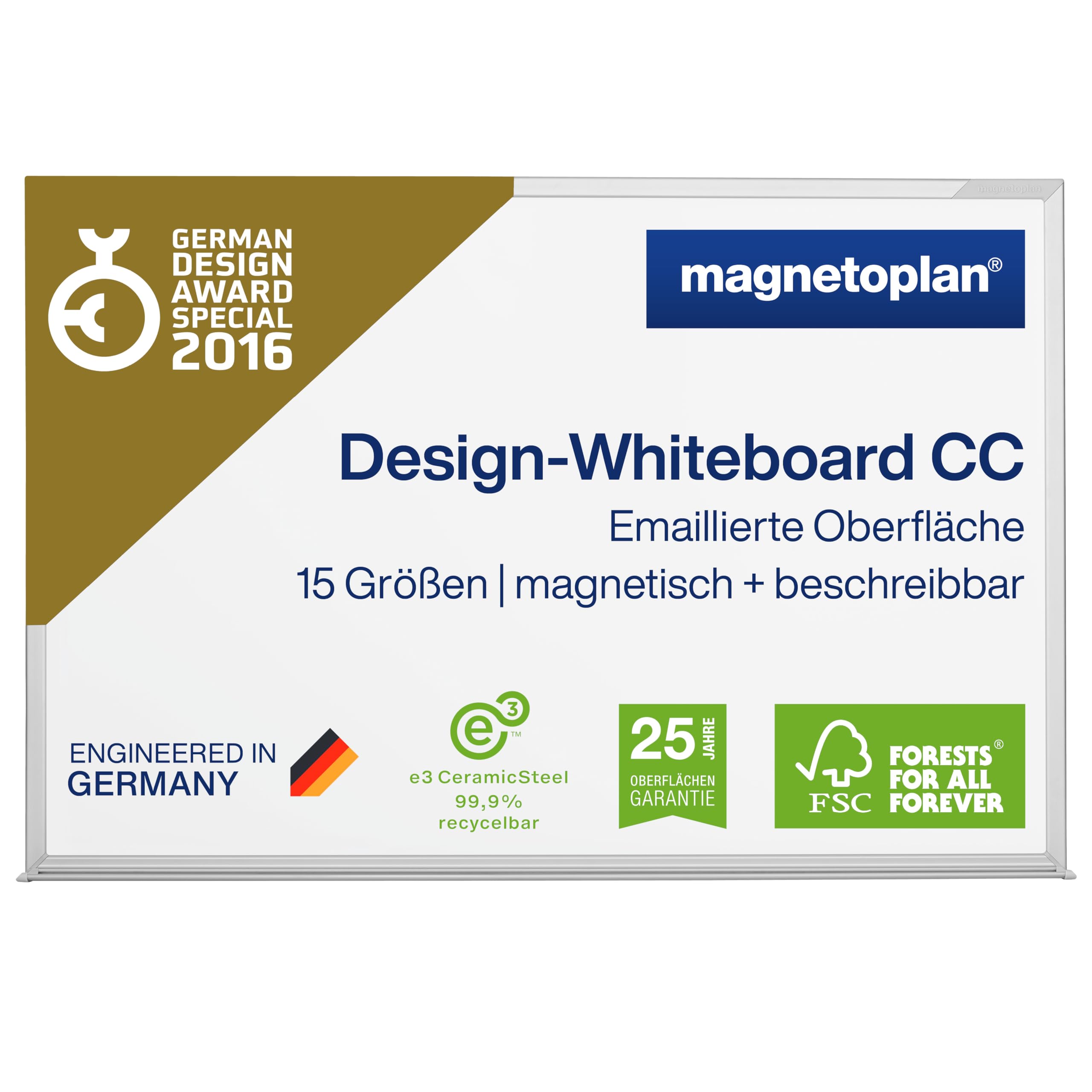 Magnetoplan Type CC whiteboard, with Enamelled Surface, 600 x 450 mm