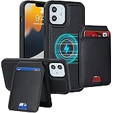 iCoverCase Wallet Case for iPhone 12/12 Pro Compatible with MagSafe, Magnetic Detachable Card Slots Holder PU Leather Kickstand Wireless Charging Case 6.1 Inch (Black)