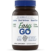 Simply Herbs Easy Go Bowel Mover - Adult Cleansing Supplement for Colon Health Support - Bowel Movement Aid - Stool Softener - Daily-Use Laxative - Plant-Based Ingredients - Vegan - 50 Count
