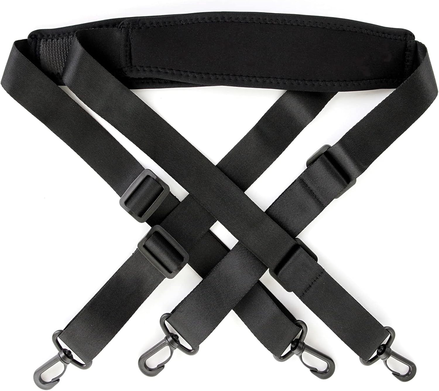 XMBFZ replacement shoulder strap, adjustable length, luggage strap/laptop strap/camera strap, rotatable hook, 2 pieces/pack, BLACK