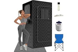 MXMZHXU Home Portable Steam Sauna, 3Ft*3Ft*6Ft Sauna Tent Sauna Box with 3L 1200W Steamer, Remote Control, Folding Chair, 15 Levels 60 Mins Working（Wider&Taller 3Ft*3Ft*6Ft，Black）