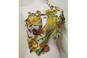 FJTANG 1PCS Yellow Flower Large Embroideried Fabric National Trend Applique Patch Sew Clothes Accessories