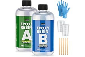 TAKIMO 32OZ Crystal Clear Resin Kit,Bubble Free & Not Yellowing Epoxy Resin for Coating, Casting, Table Top,DIY, Bar Top, River Tables, Resin Art, Wood with High Gloss Finish