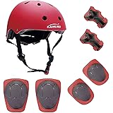 KAMUGO Kids Bike Helmet, Toddler Helmet for Ages 3-8 Boys Girls with Sports Protective Gear Set Knee Elbow Wrist Pads for Skateboard Cycling Scooter Rollerblading, CPSC Certified
