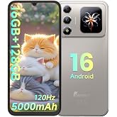 FOSSIBOT S7 Android 16 CellPhones, 16GB+128GB+2TB Unlocked Phone, 6.9" FHD Display 120Hz Dual-Screen Smartphones, 5000mAh Battery 4G Dual Sim Mobile Phone Natural
